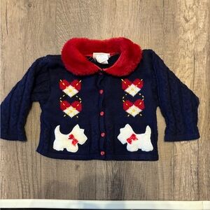 Vintage 90s 2000s Y2K Scottie Dog Knit Sweater Baby Girl 12M